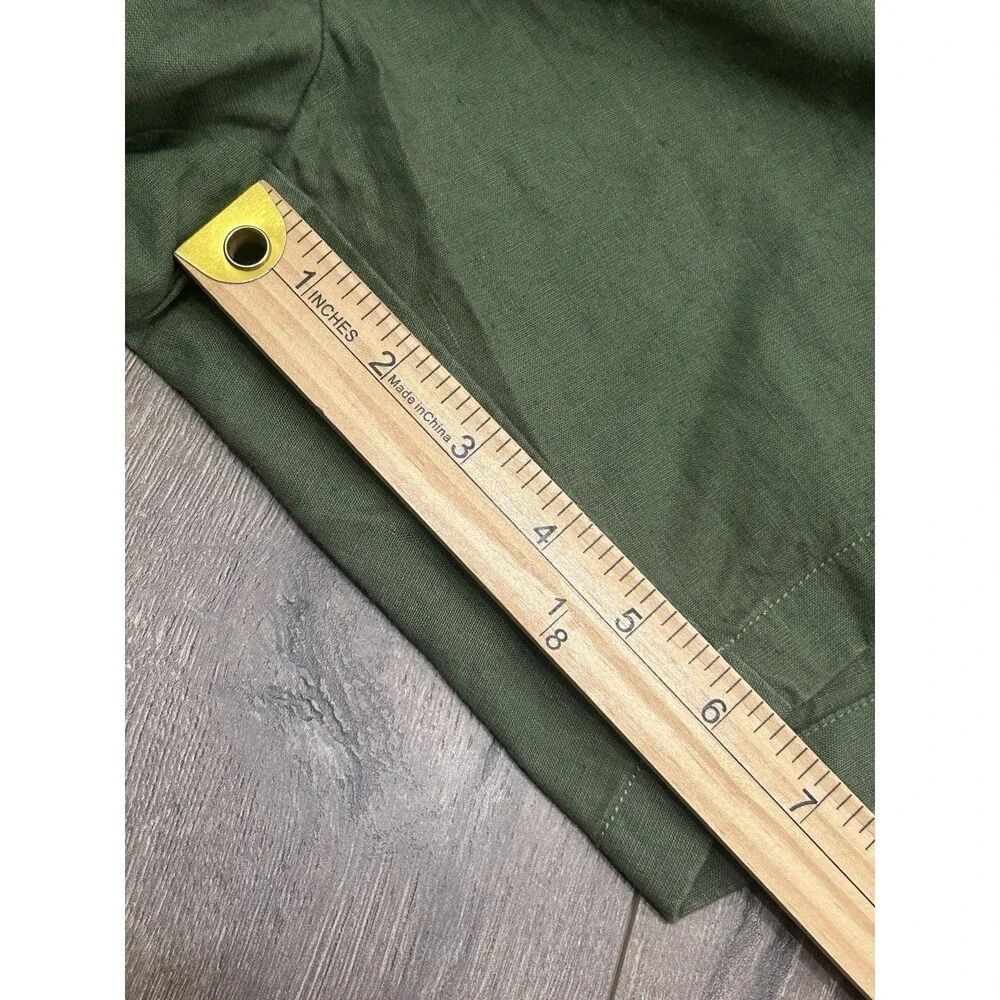 Bonobos Shorts Mens 32 Green Linen Blend Pleated 6.5”
